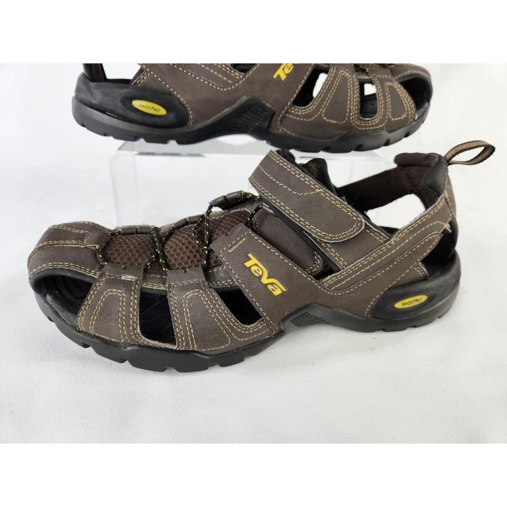TEVA Men's Size 12 FOREBAY Brown Leather Fishing Water Hiking Sandals Shoes